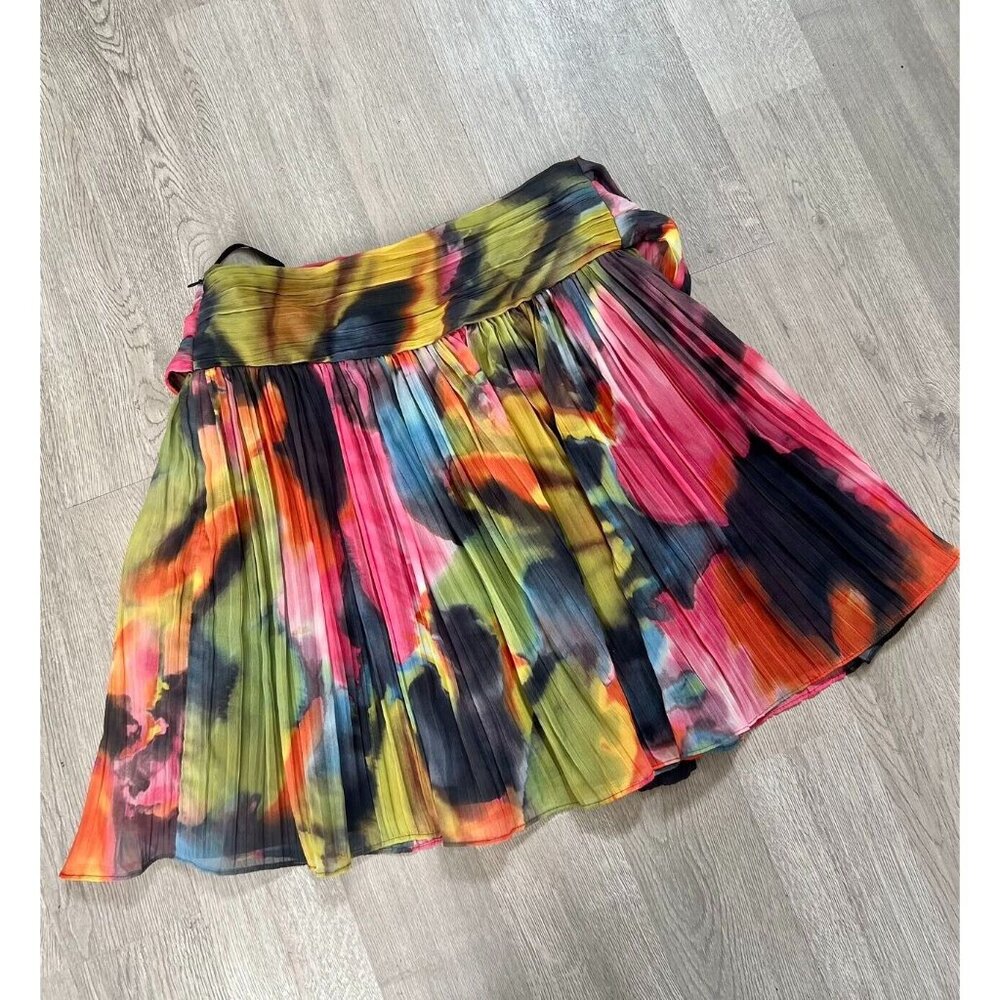 Walter Baker Womens Chiffon Pleated Abstract Print Short Skirt Y2K Size 2 - Picture 7 of 10